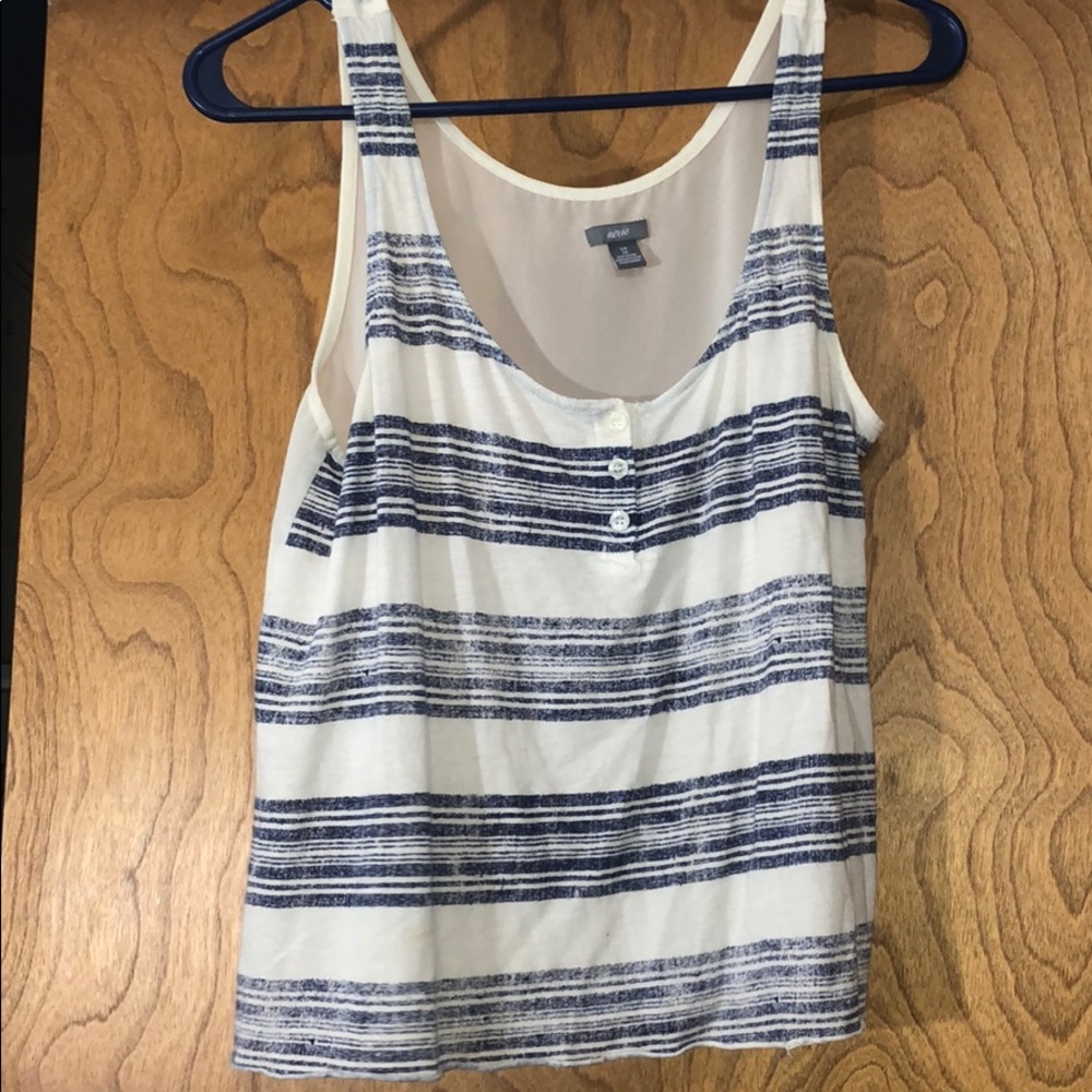 off white and blue striped tank